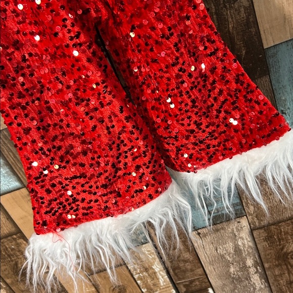 Red Sequin Santa outfit  with White Fur Trim - Picture 5 of 7